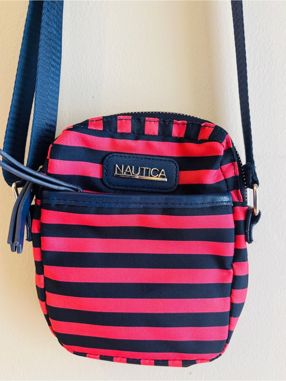 Nautica Red & Navy Striped Crossbody Bag